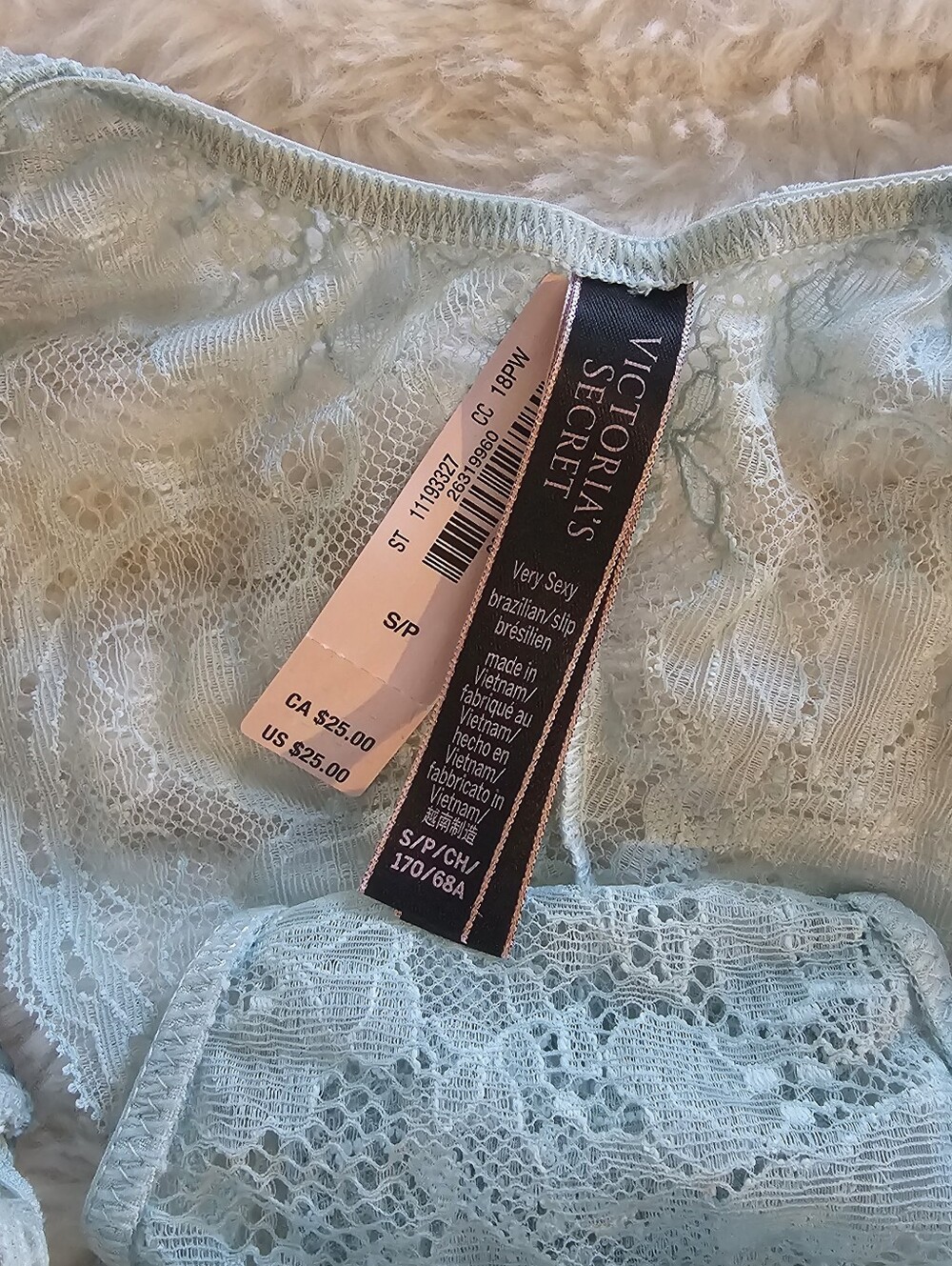 Victoria's Secret Bling Strap Light Mint Lace Brazilian - Picture 2 of 3